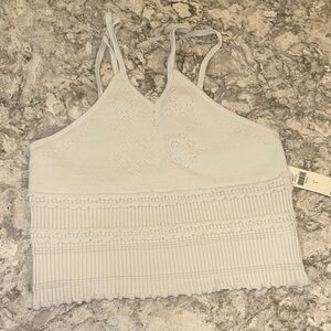 Anthropologie Soft Cream Knit Crop Top Sz Sm NWT